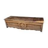 Closed bed chest bench Breton, solid oak pegged wood, nineteenth century