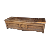 Banc coffre de lit clos Breton, chêne massif chevillé bois, XIXème siècle