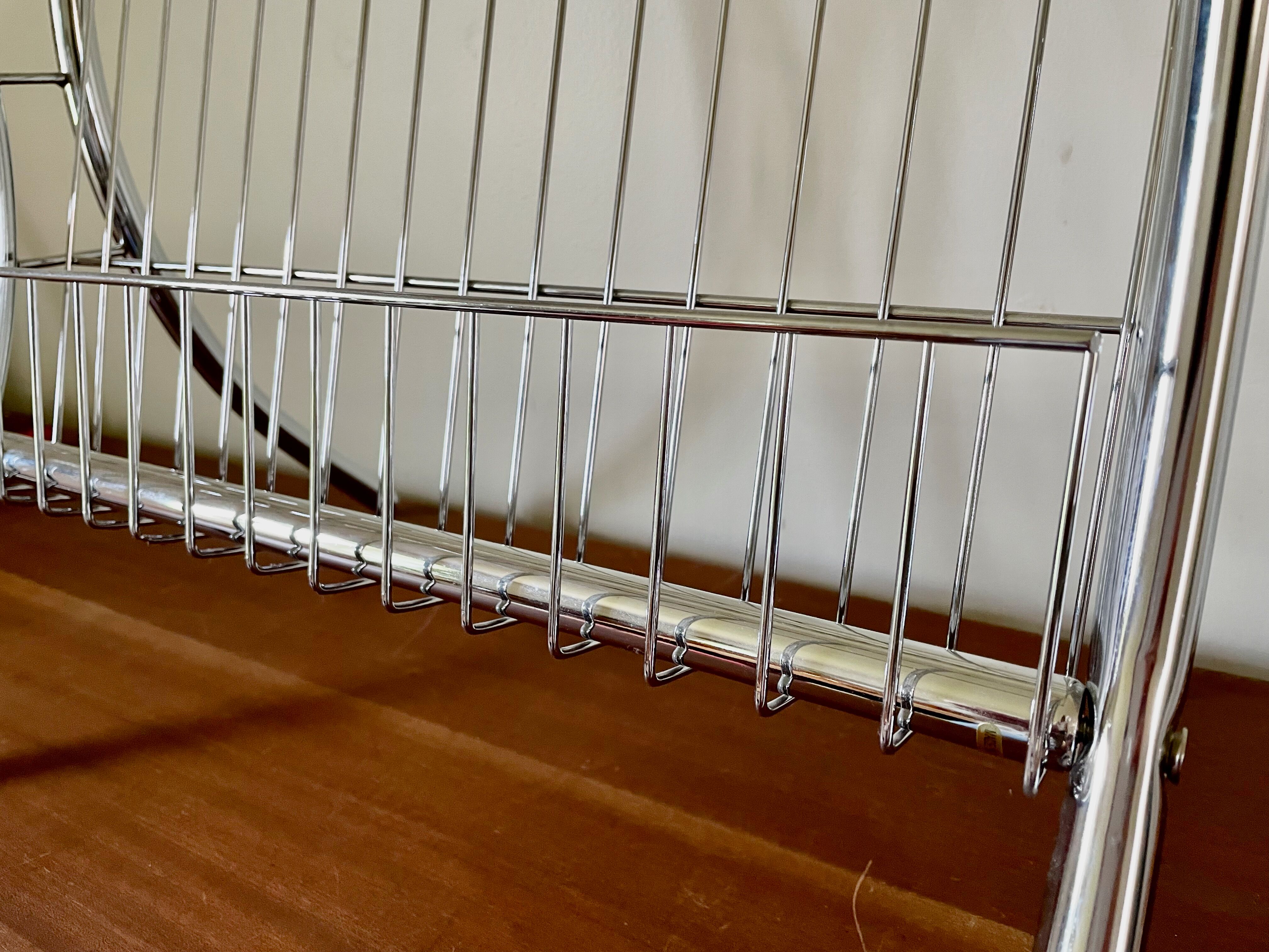 End of sofa magazine holder chrome 1970