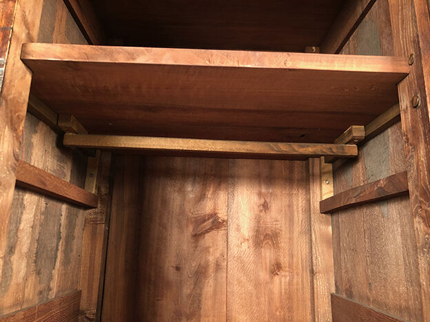 Stained solid wood cap, old walnut door