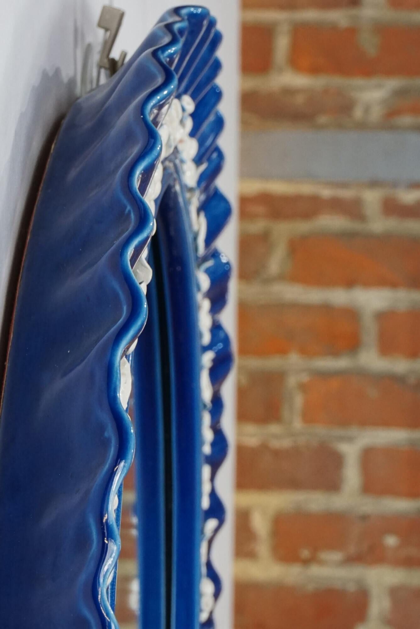 Antique mirror in porcelain from Italy - 64x50cm