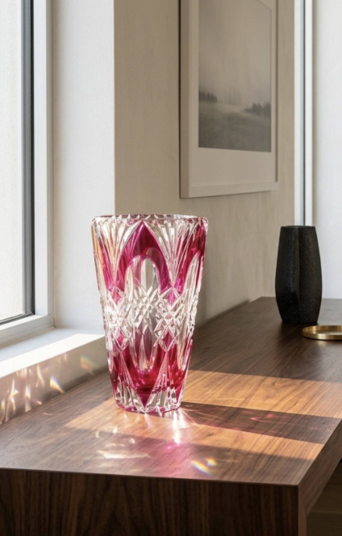 Val Saint Lambert vase in cut ruby double crystal – circa 1920-1950