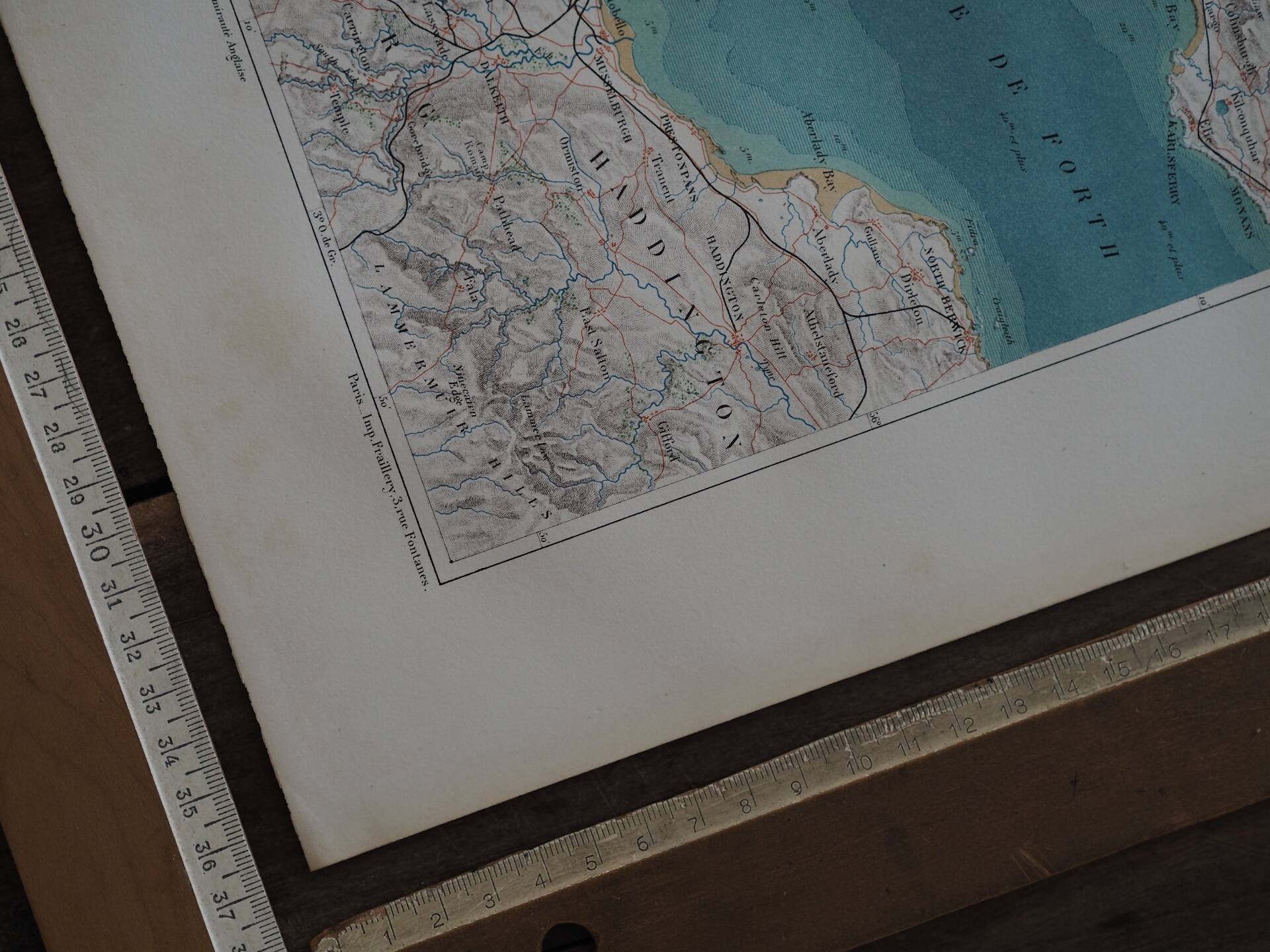 Carte ancienne Edimbourg et golfe de Forth - 1879 | Décoration murale