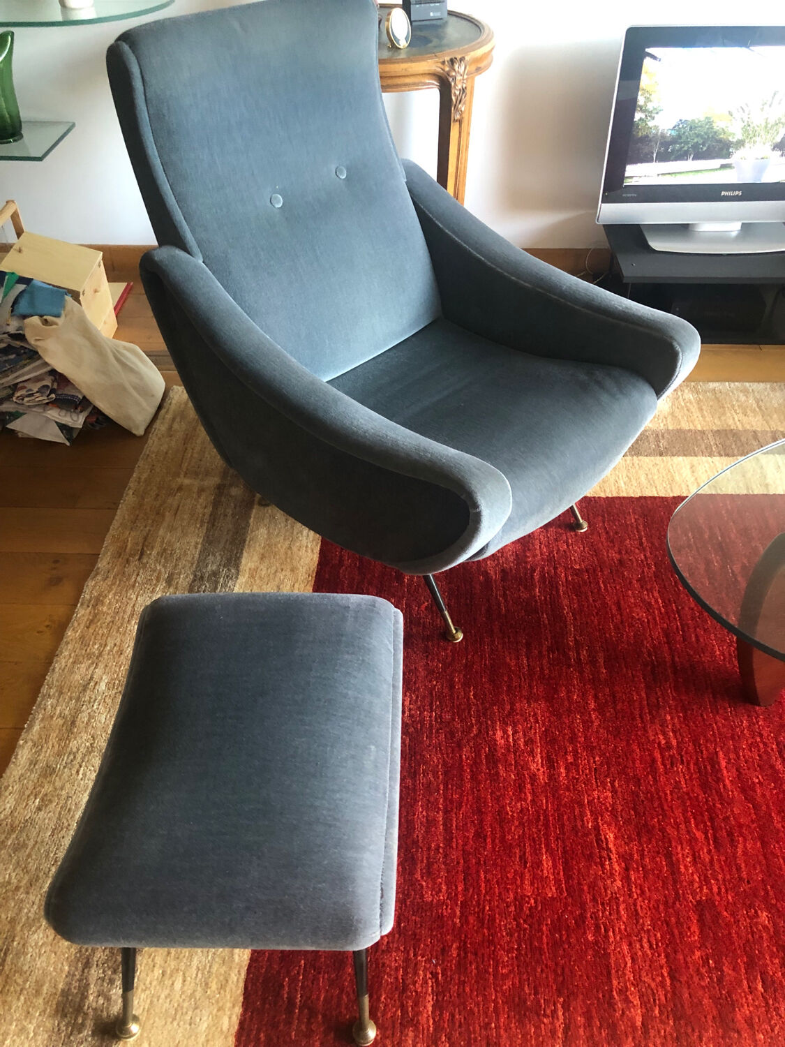 Set living room sofa armchairs footrest