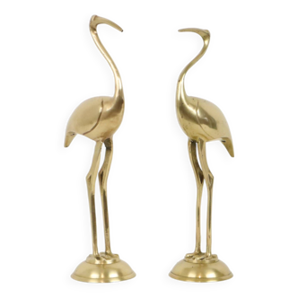 Vintage Couple MTC Brass Cranes Ibis Design Bird Regency 32cm