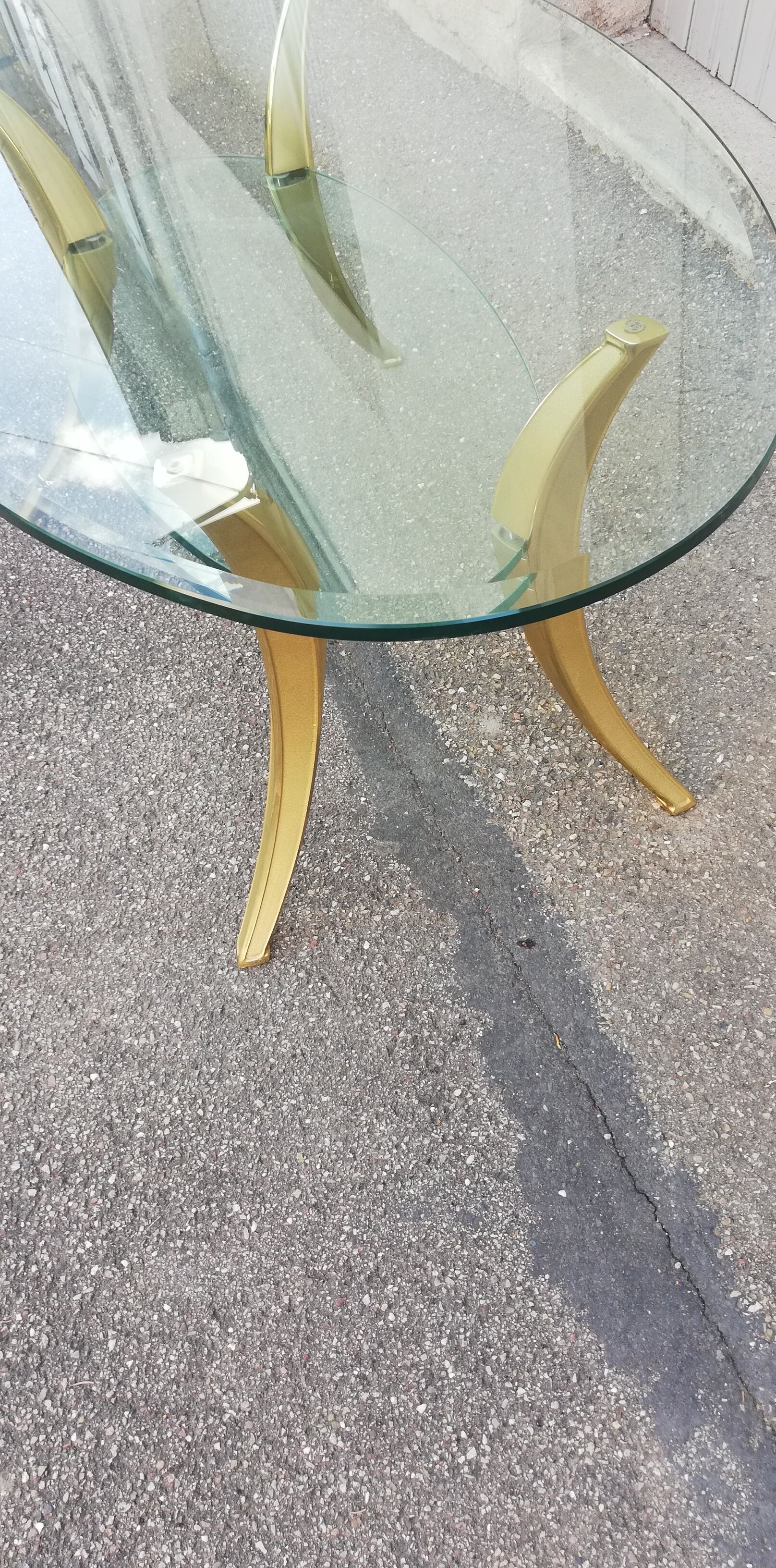 Vintage bronze and glass coffee table