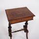 Antique side table with drawer - hand polished mahogany - turned legs - year 1880s