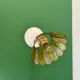 Vintage wall lamp with a green and pink mother-of-pearl lampshade