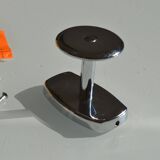 Vintage 80's chrome metal wall coat rack with 1 hook