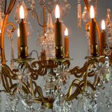 Bronze cage chandelier trimmed with grapevines, early twentieth century