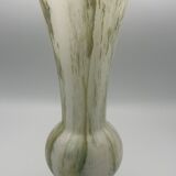Vase in white opaline blown glass and green, yellow, blue polychrome shades