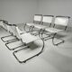 Set of 6 white cantilever dining chairs MR10 by Mies van der Rohe for Thonet, 1980s.