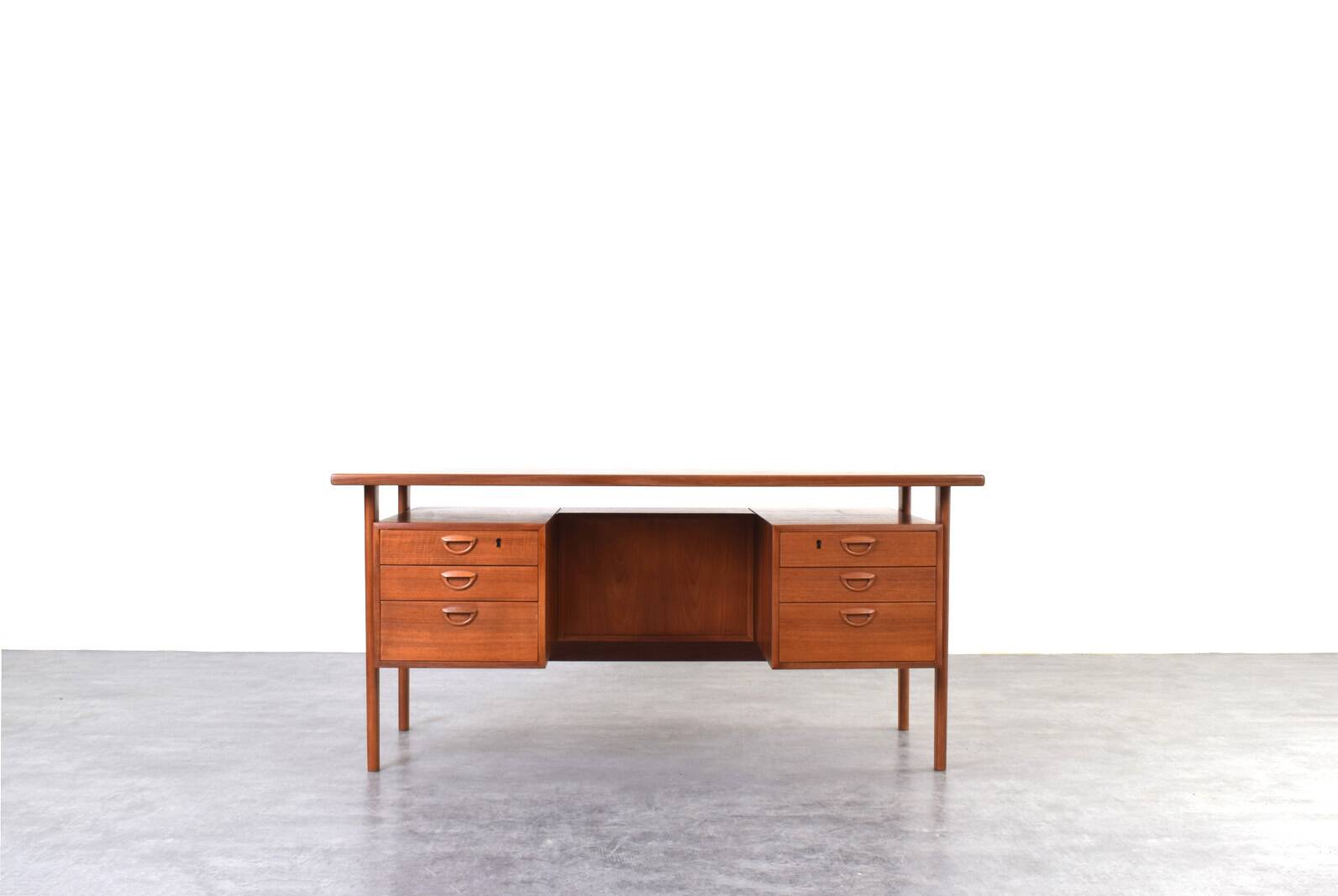 Mid-Century Danish Teak Executive Desk by Kai Kristiansen for FM Møbler