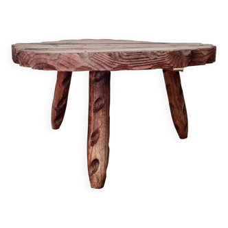 Small round antique tripod coffee table – vintage wooden stand