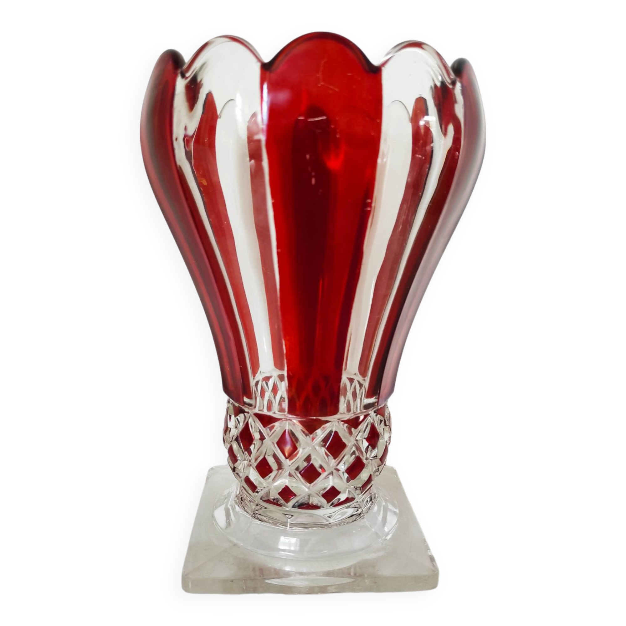 Red painted glass vase