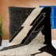 Traditional black and white Berber rug from the Oued Zam, size 140 x 260 cm