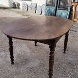 Oval Burgundy Farm Table in solid oak 19th
