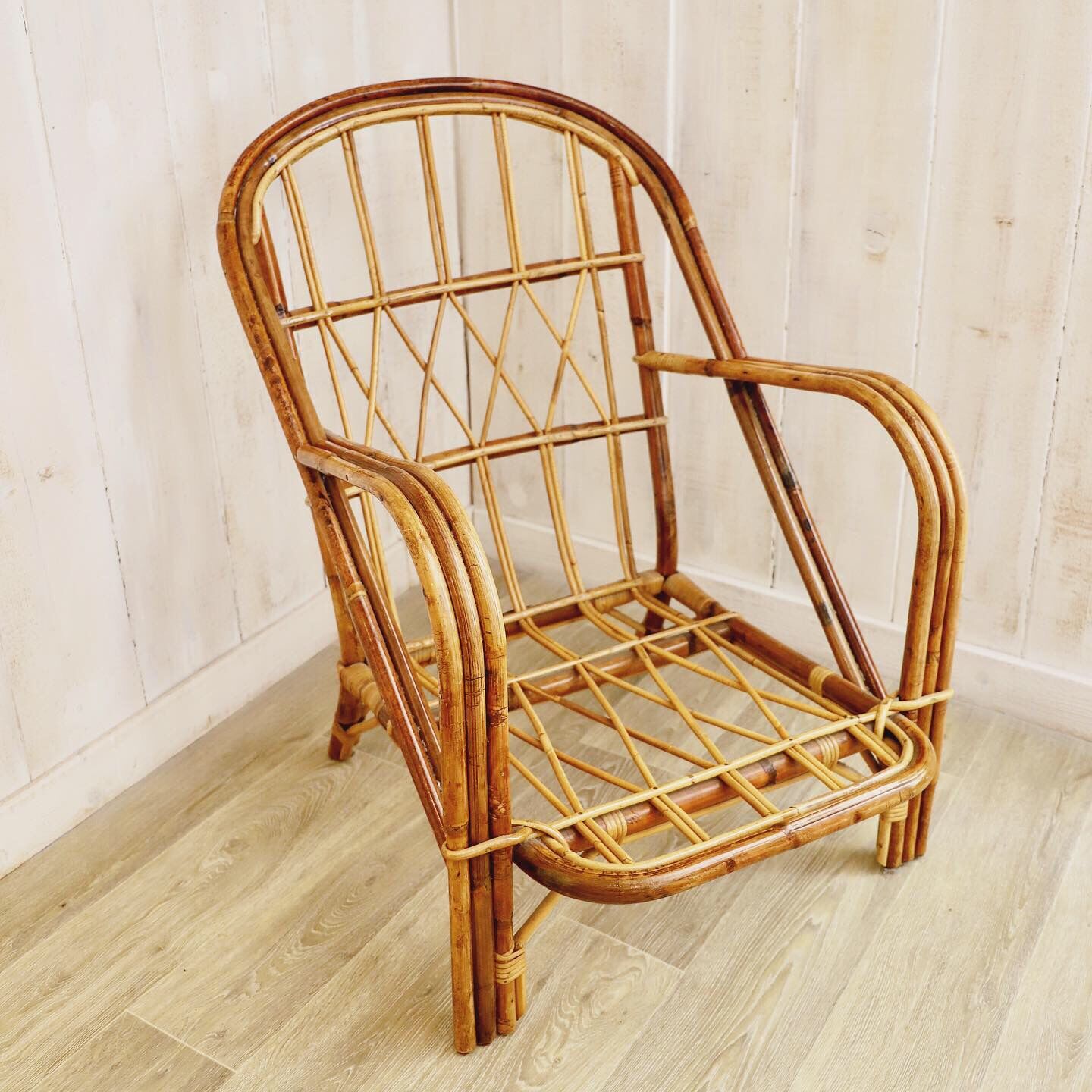 Pair of rattan chairs Audoux & Minnet 1960