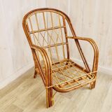 Pair of rattan chairs Audoux & Minnet 1960