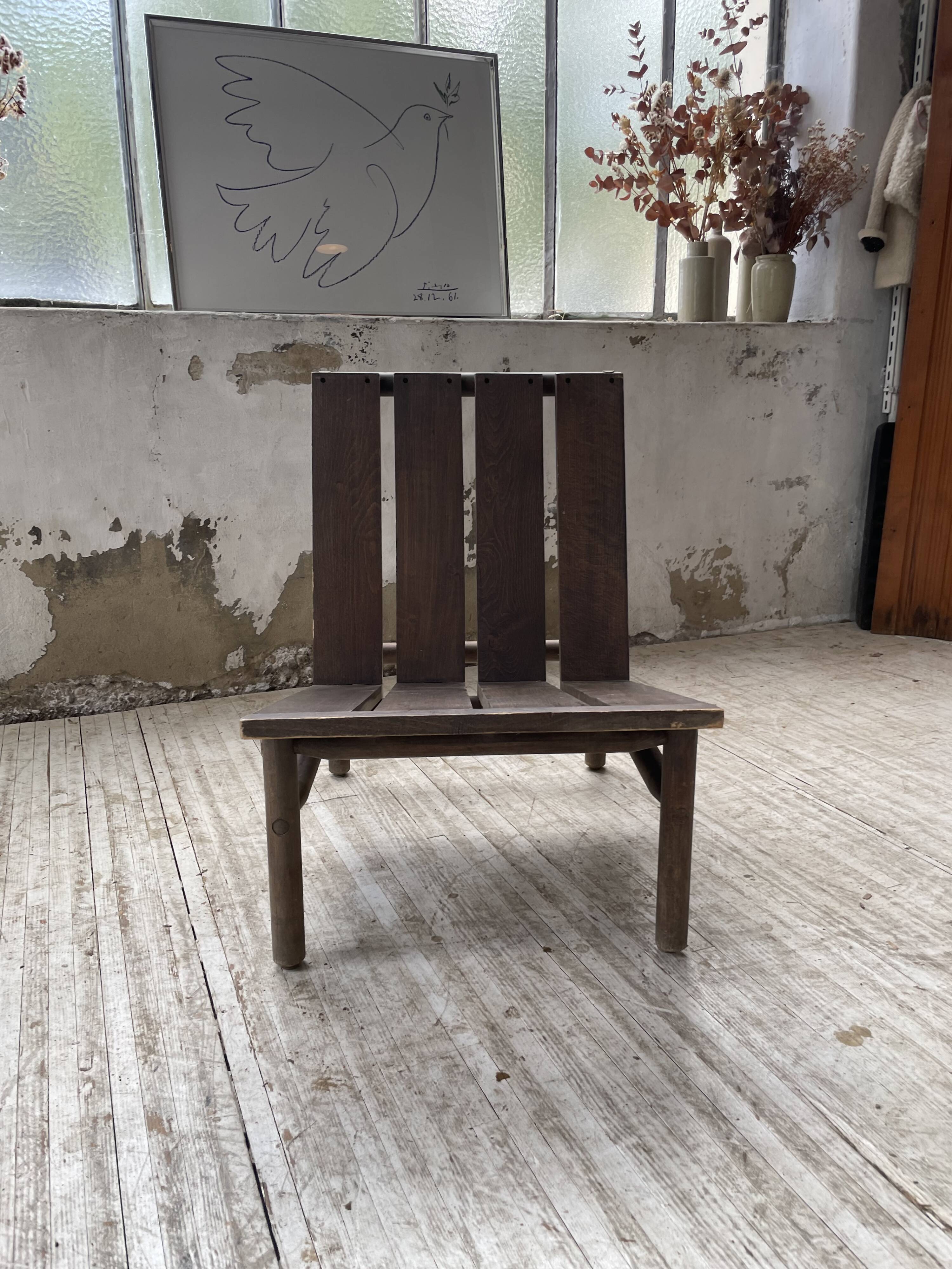 Modernist oak armchair