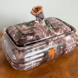 Jasba 25 Lidded Candy Box with Orange Tulip Handle, West-German Mid-Century Fat Lava Bonbonnière