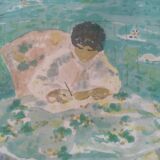 The novelist original hand-signed lithograph Gaston Sébire