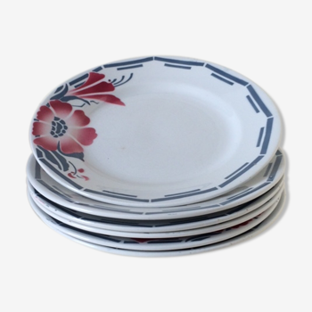 Series of six earthenware dessert plates