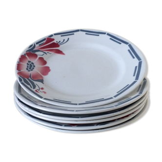 Series of six earthenware dessert plates