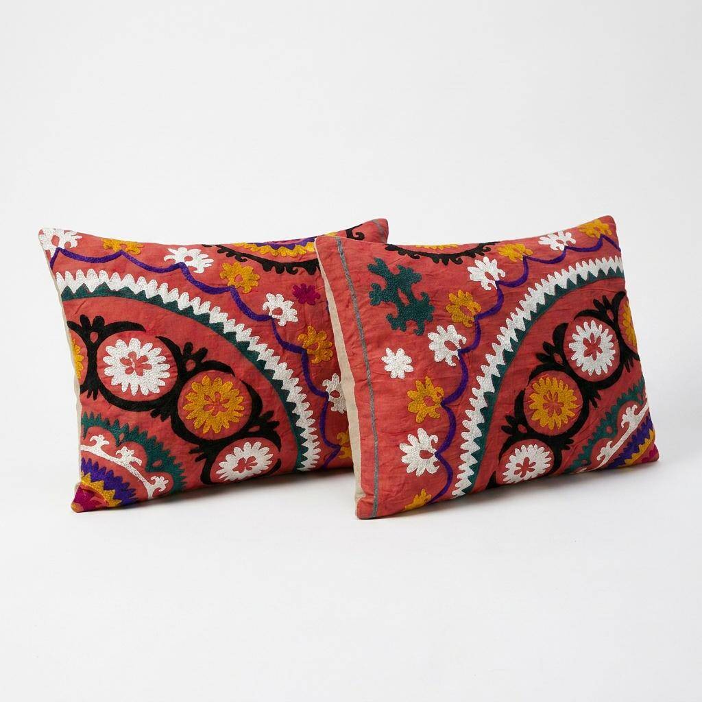 Set of 2 vintage embroidered cushion covers 56x66 cm