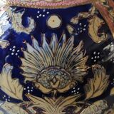 Handcrafted Chinese vase shaped ball in enamelled ceramic. Floral motifs/Ribboned friezes