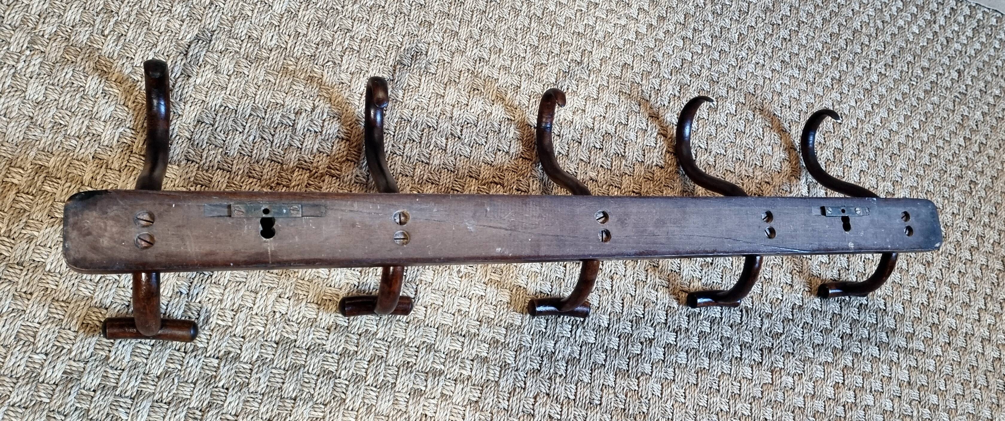 Baumann 5-hook bistro wall coat rack from the 20s