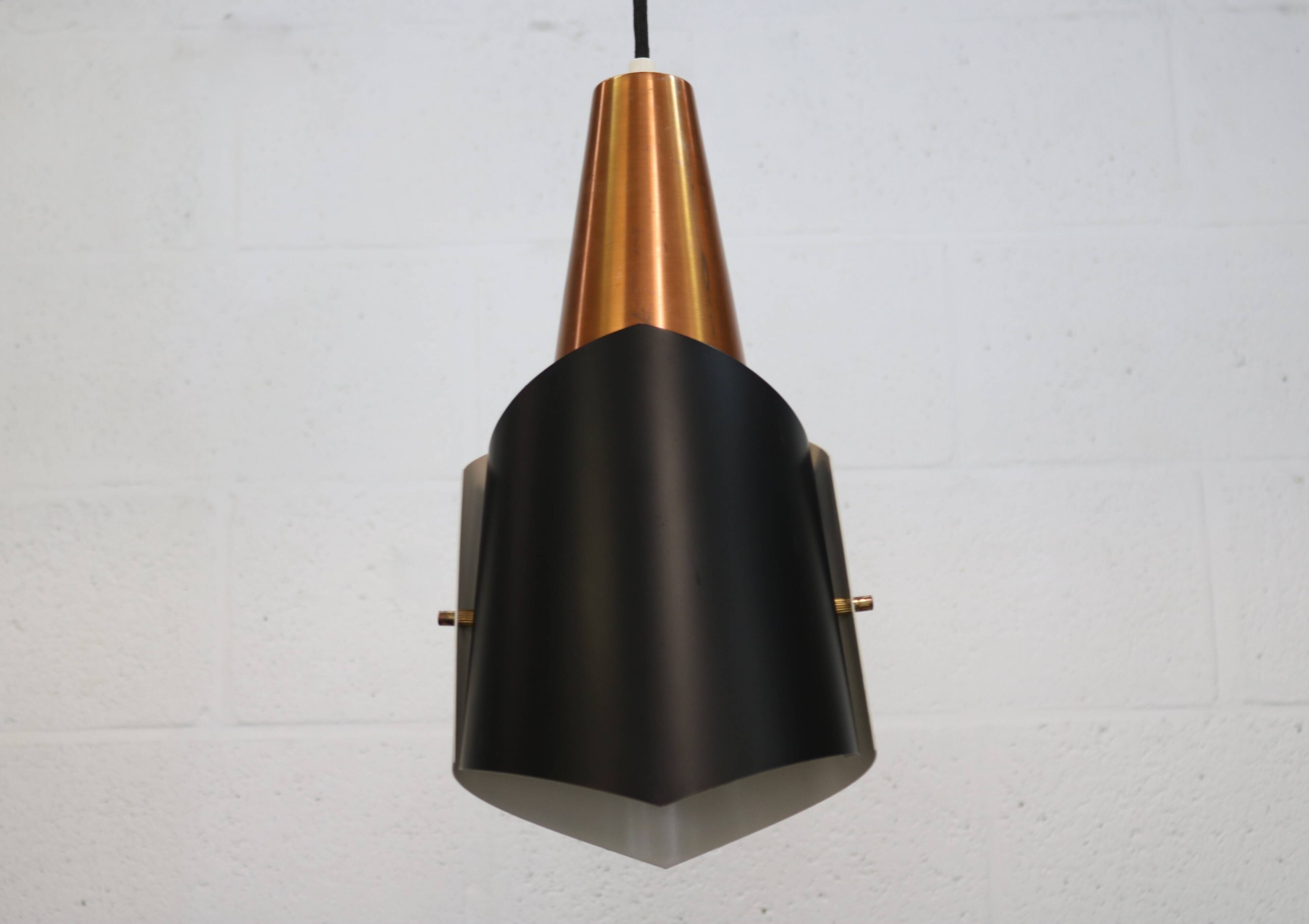 Danish Modern Copper / black  design lamp - 1960s Style