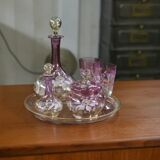 Set of pink blown glass carafes and glasses, 1950s
