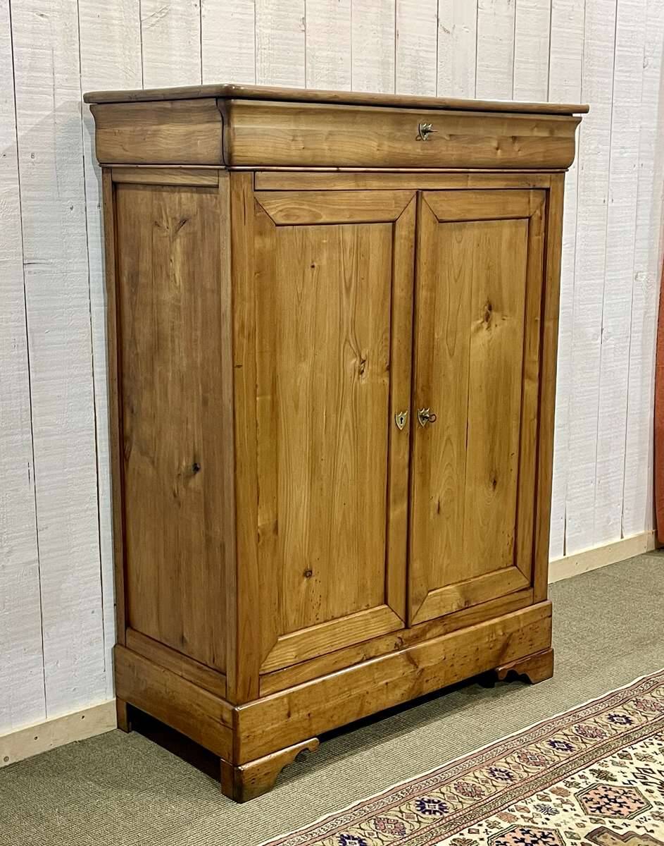 Small Louis Philippe 19th century cherry wood wardrobe with a drawer at the top