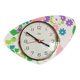 Vintage silent asymmetrical wall pendulum clock "Purple green pink flowers"