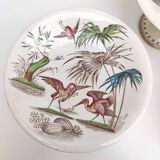 Three porcelain potters decoration heron and bamboo