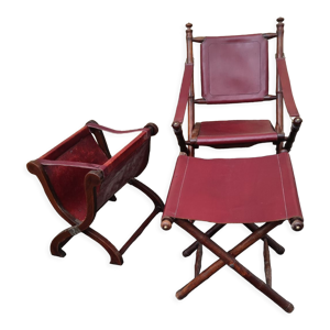 Ensemble fauteuil Safari bois et