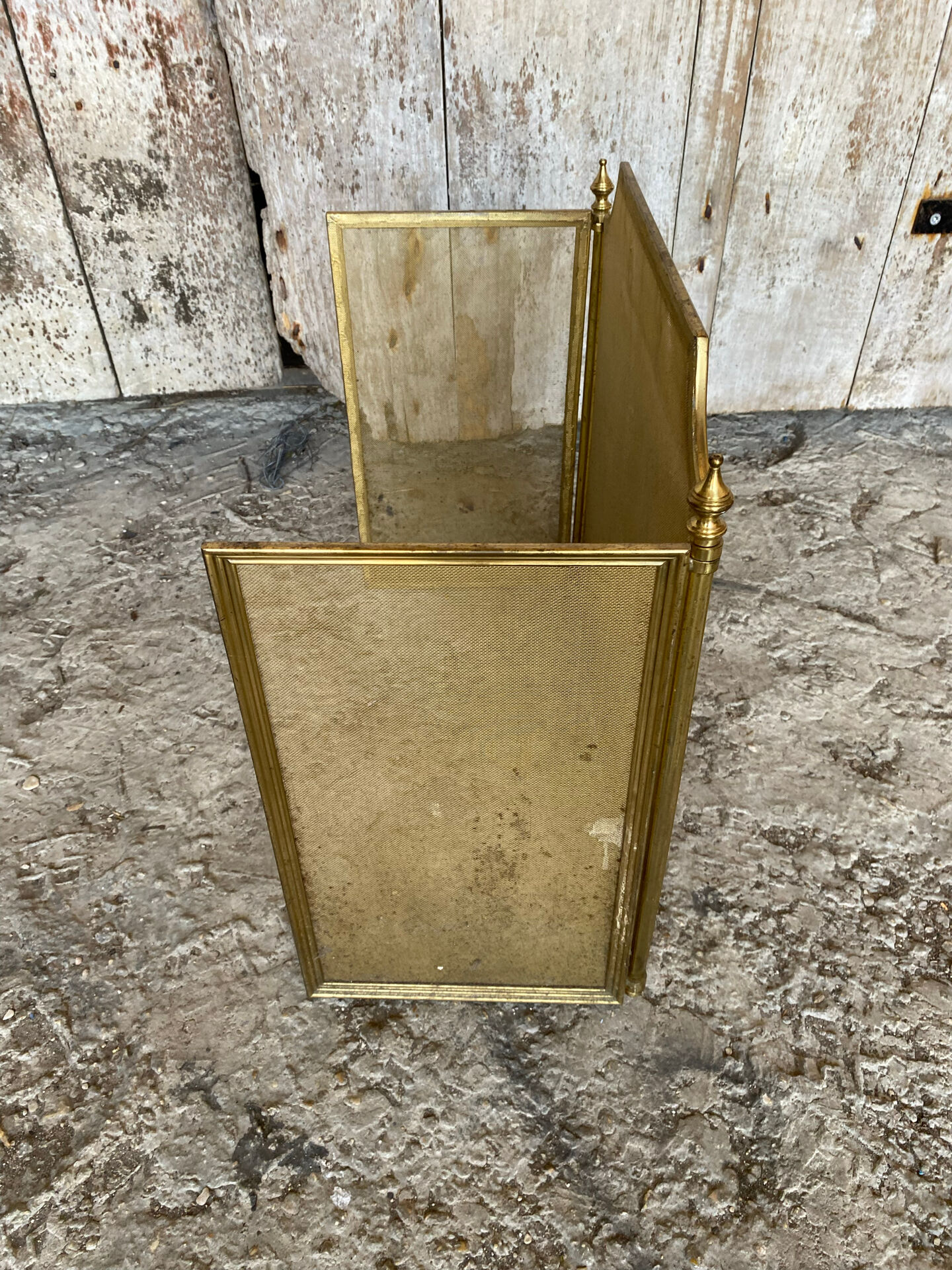 Fire Screen Grate Fireplace 3 Panels Brass 1970s Vintage