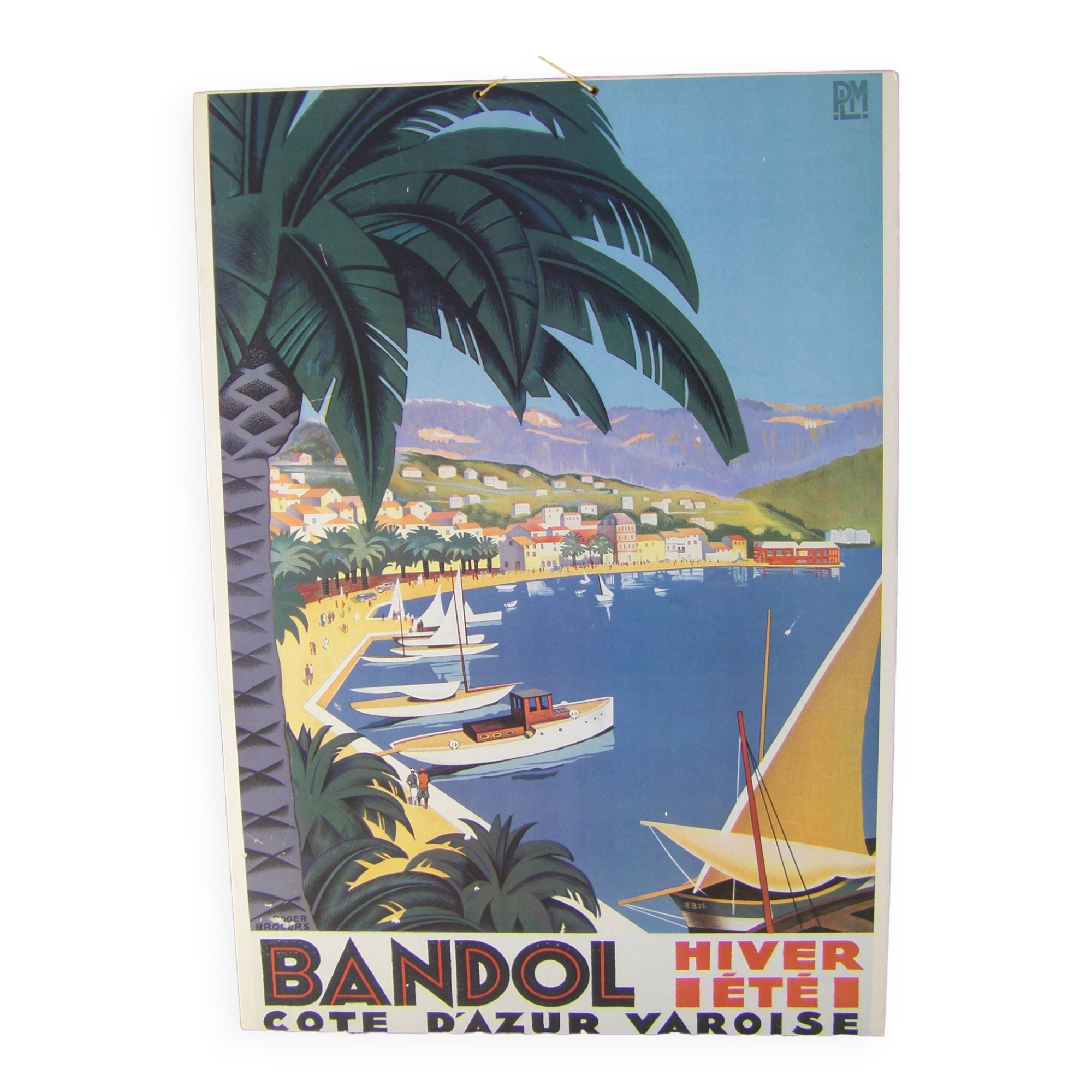Carton publicitaire "port de Bandol" 65.5 x 46