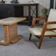 Fauteuil moderniste en acajou et skaï 1940-1950