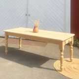 Large renovated table for 10 people - 1 drawer in raw solid wood