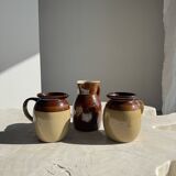 Large brown glazed stoneware jug Grès du Berry Made in France H19