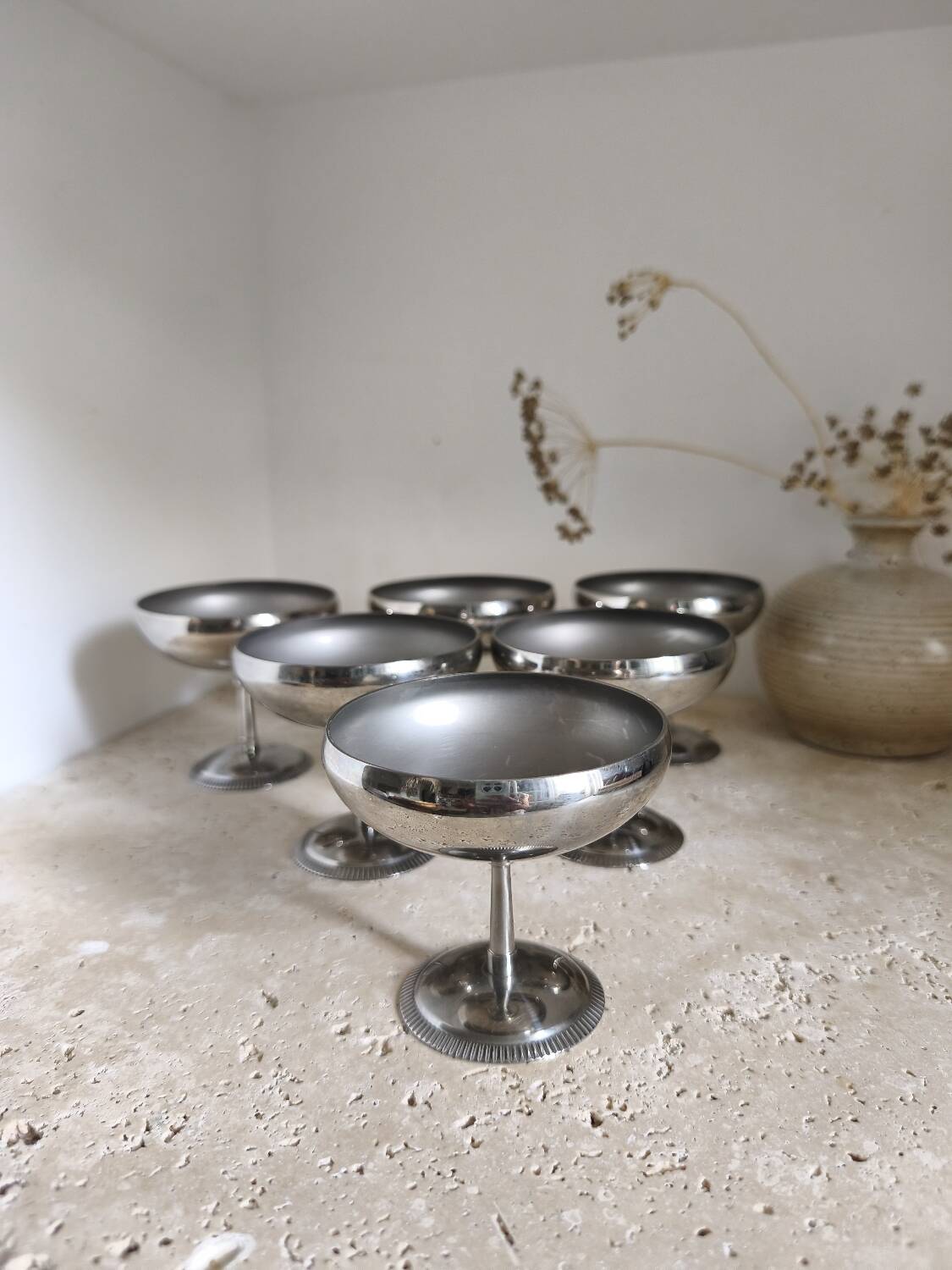 Set of 6 stainless steel cups