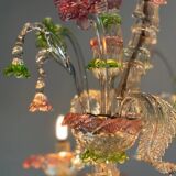 Rezzonico Venetian chandelier in multi-colored Murano glass, 9 light arms, circa 1940