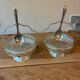 Pair of vintage jam jars / bowls – Moulded glass & mo