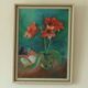 Original mid-century oil on panel – "Still Life with Flowers, Book and Object"