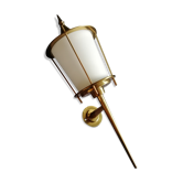 Applique torche en métal doré et verre