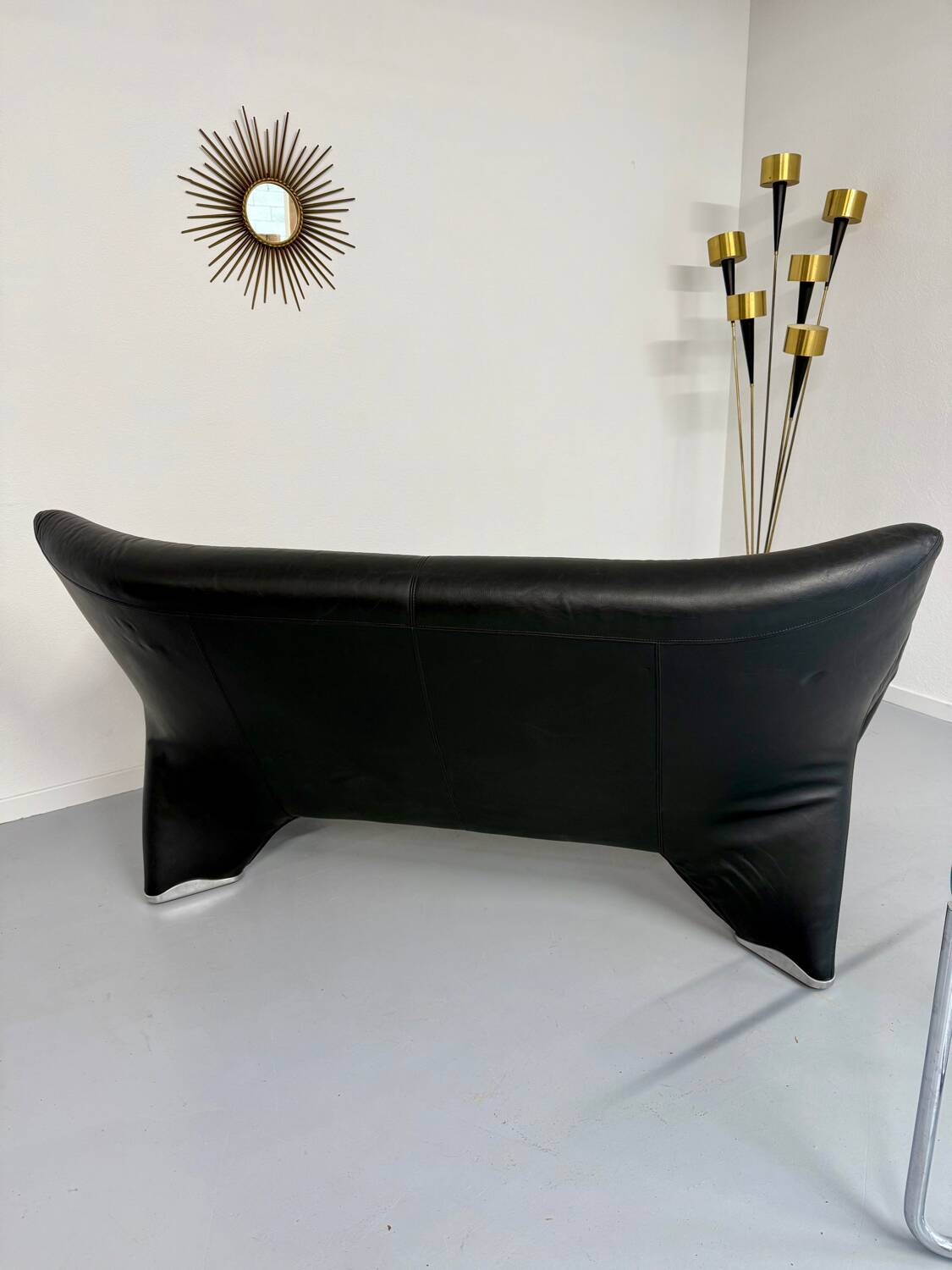 Old 2/3 seater lounge sofa designed by Jan Armgardt for Leolux in black leather