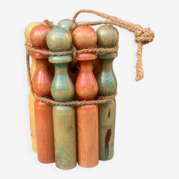 Old colorful wooden bowling game