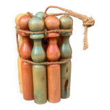 Old colorful wooden bowling game
